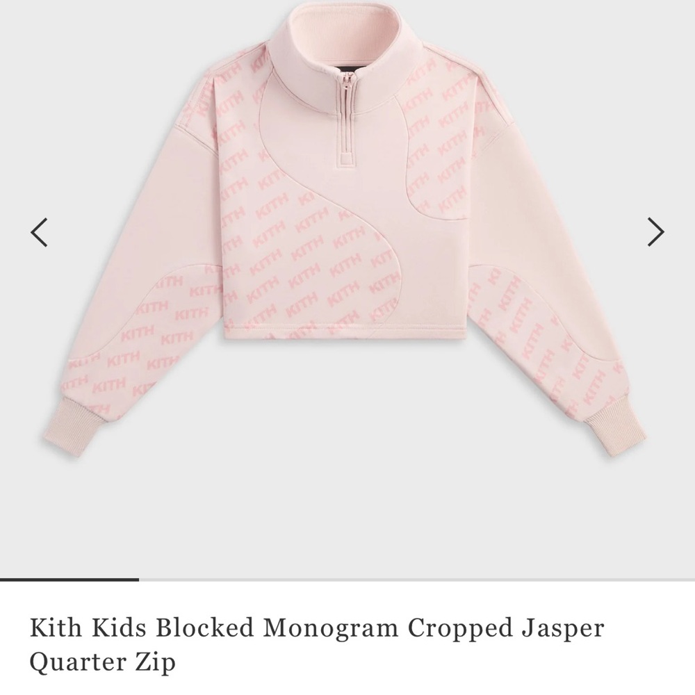 Kith Pale Pink Cropped Monogram Quarter-Zip